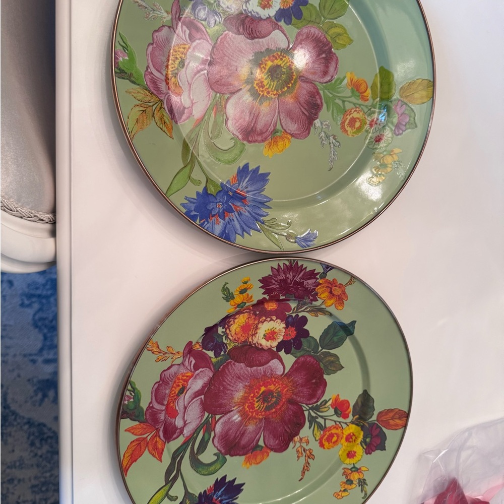 Mackenzie Childs Flower Market  Green Dinner Plates